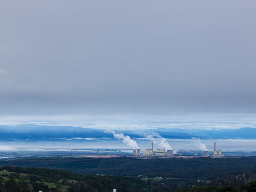 Looking down of the Valley and the Loy Yang power stations