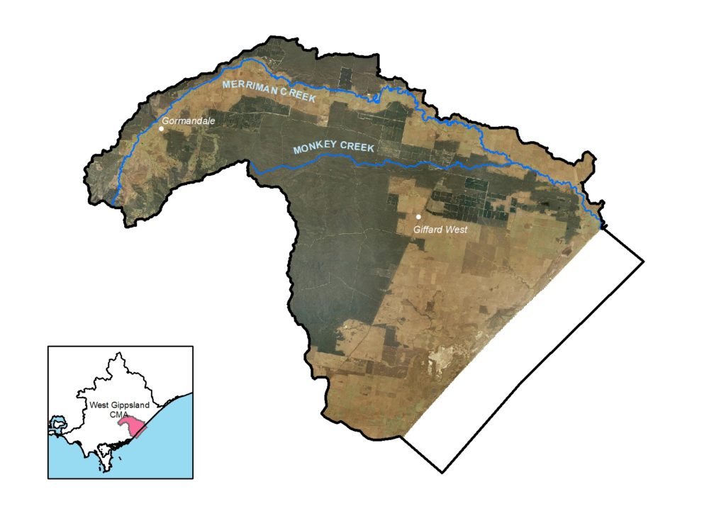 A map showing the Gippsland Coastal Plains local area in the West Gippsland Catchment Management Authority region
