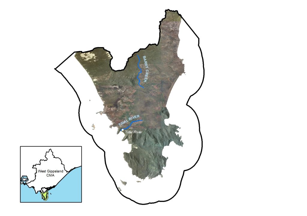A map showing the Wilsons Promontory local area in the West Gippsland Catchment Management Authority region